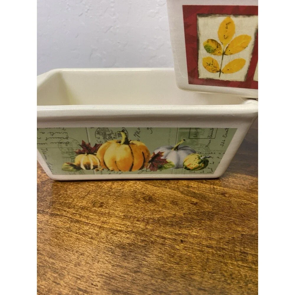 Nantucket Ceramic Mini Loaf Pans Fall Autumn Harvest Set of 3